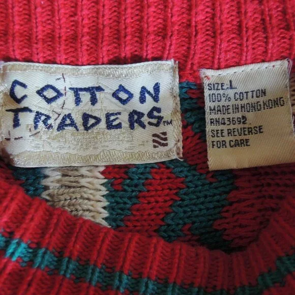 Vintage Cotton Traders COOGI Style 3D Textured Sweater L
